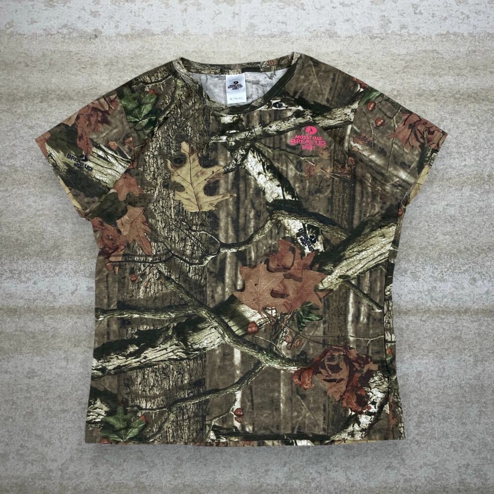 Vintage Y2K Mossy Oak Shirt Womens XL Hunting Camo Short Sleeve Woodland NWT